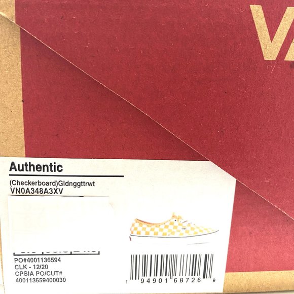 🌸Sale🌸 Vans Authentic Women's Checkerboard Yellow Low Top Lace Up VN0A348A3XV - Picture 11 of 11